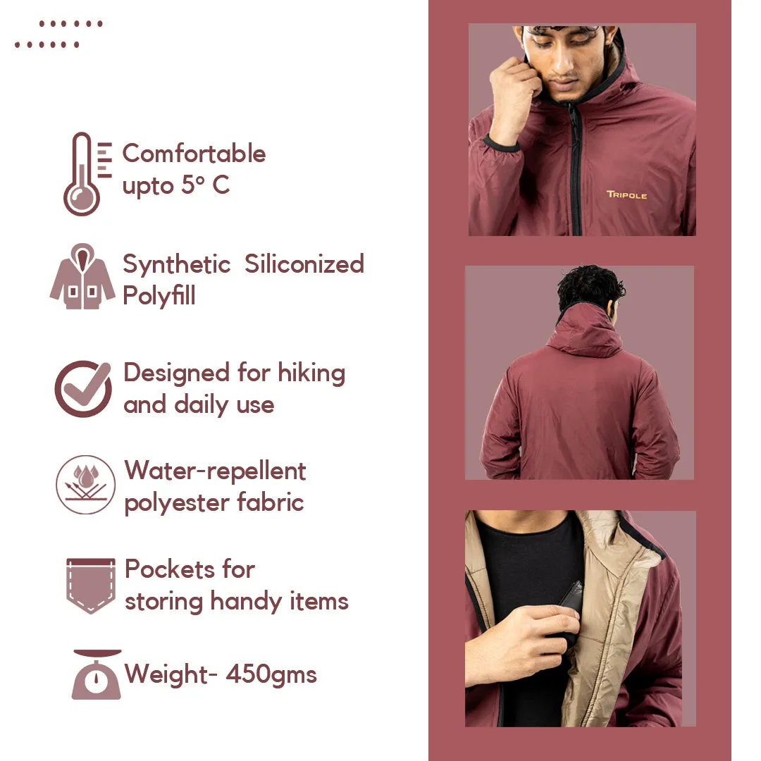 Tripole Men's Winter Jacket 5°C Comfort - Trekking and Daily Use | Wine