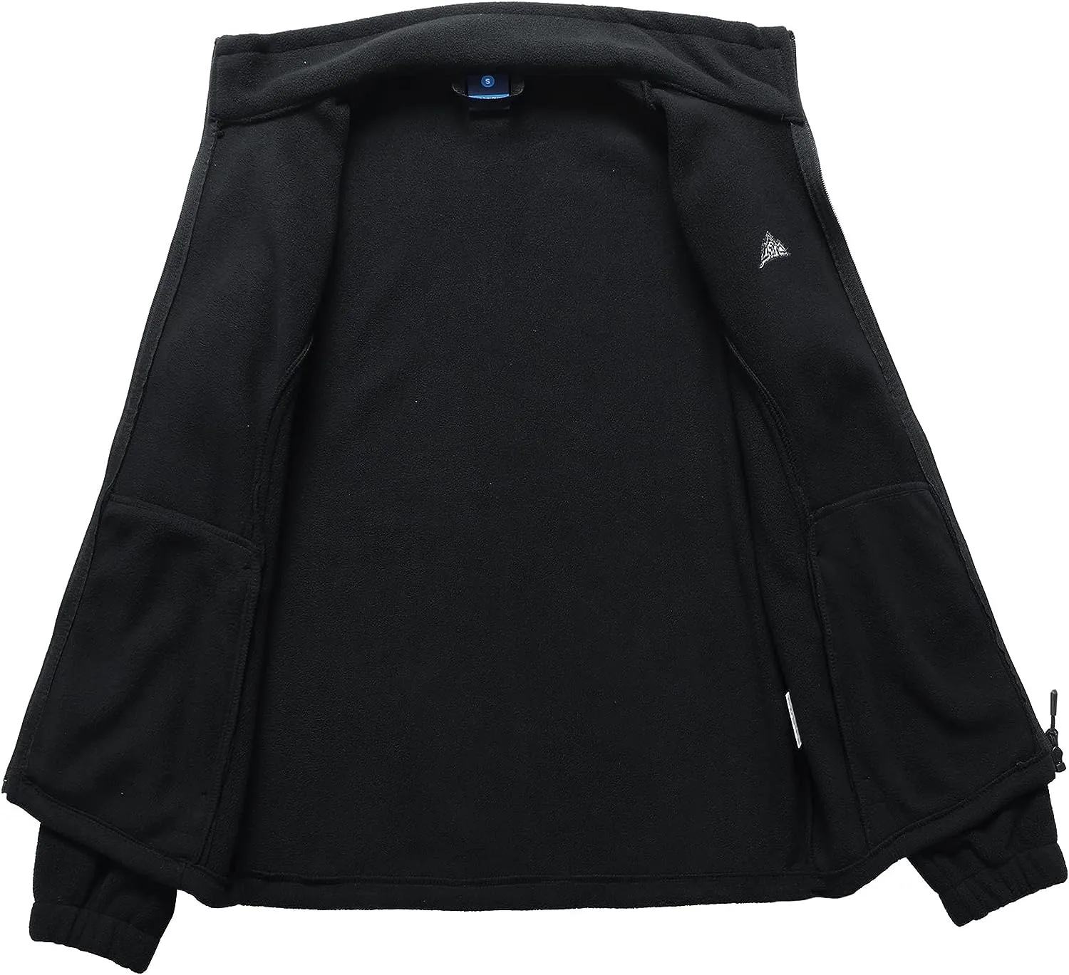 Wholesale Men's Full Zip Thermal Jackets With Pockets Soft Polar Fleece Coat - Black